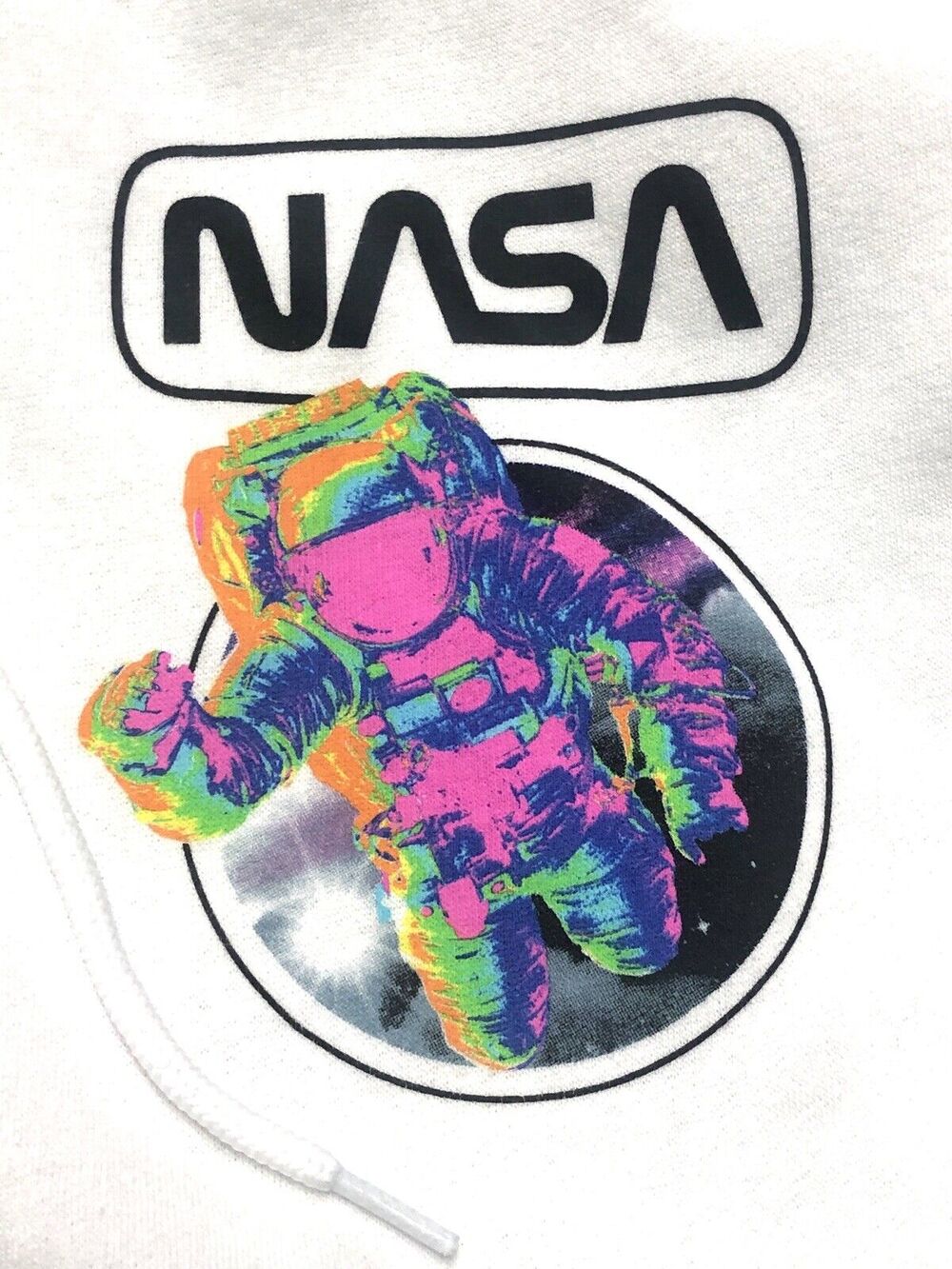 NASA Hoodie Rainbow Neon White Hot Pink Size S Mens Womens Astronaut